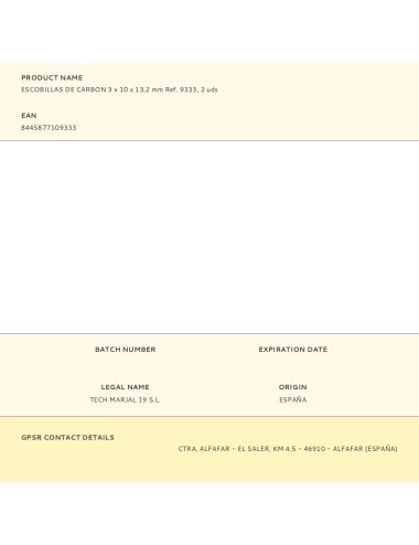 Escobillas de carbon 3 x 10 x 13,2 mm ref. 9333, 2 uds