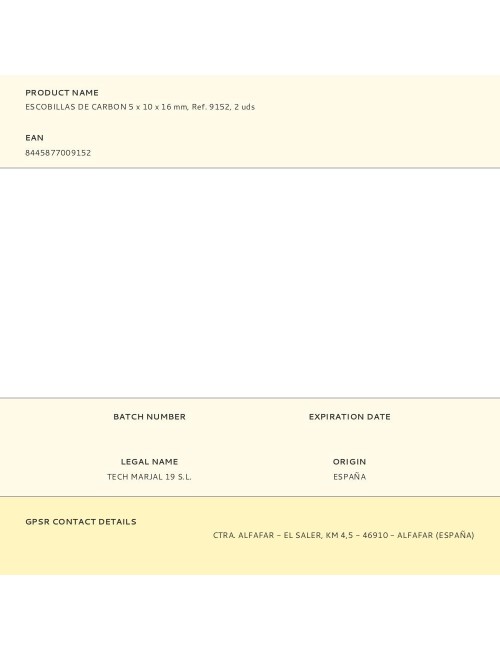 Escobillas de carbon 5 x 10 x 16 mm, ref. 9152, 2 uds
