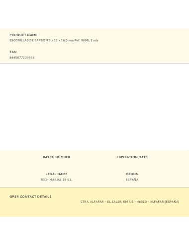 Escobillas de carbon 5 x 11 x 16,5 mm ref. 9668, 2 uds