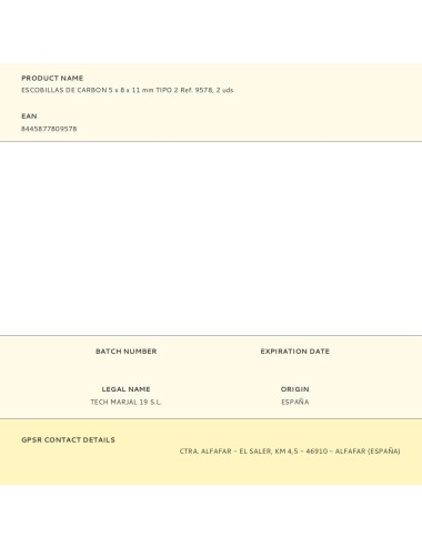 Escobillas de carbon 5 x 8 x 11 mm tipo 2 ref. 9578, 2 uds