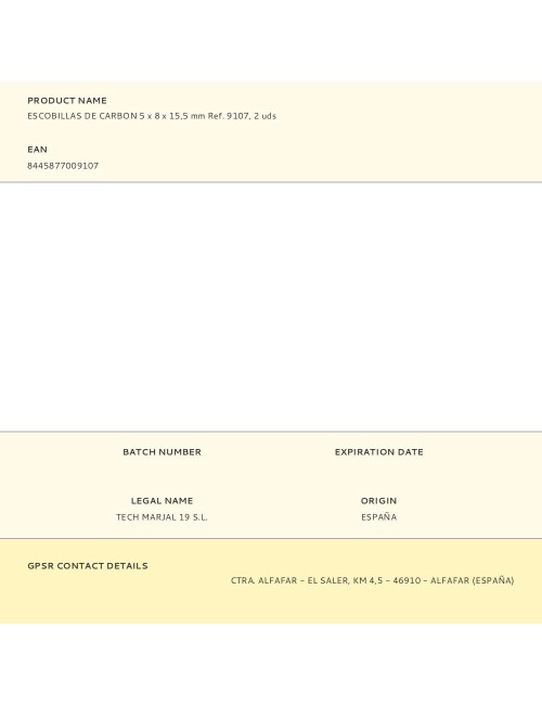 Escobillas de carbon 5 x 8 x 15,5 mm ref. 9107, 2 uds
