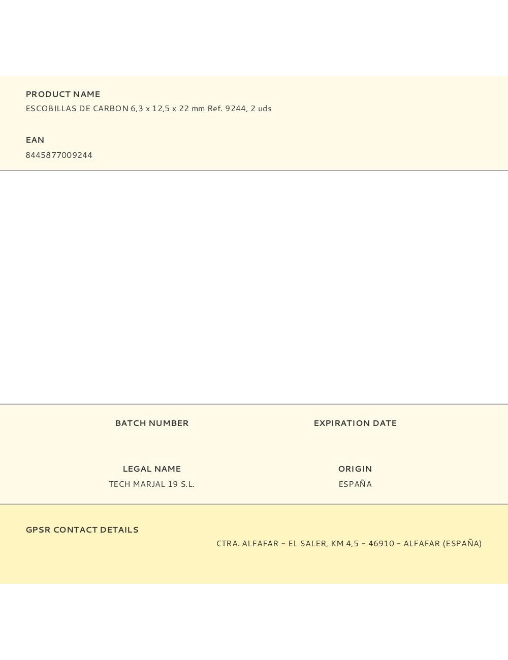 Escobillas de carbon 6,3 x 12,5 x 22 mm ref. 9244, 2 uds