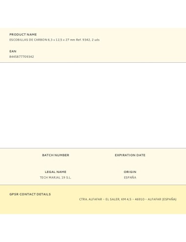 Escobillas de carbon 6,3 x 12,5 x 27 mm ref. 9342, 2 uds