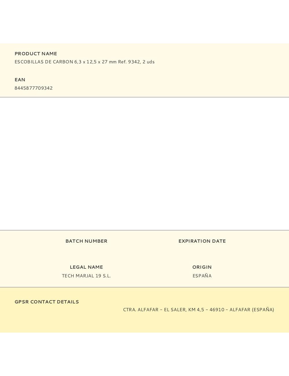 Escobillas de carbon 6,3 x 12,5 x 27 mm ref. 9342, 2 uds