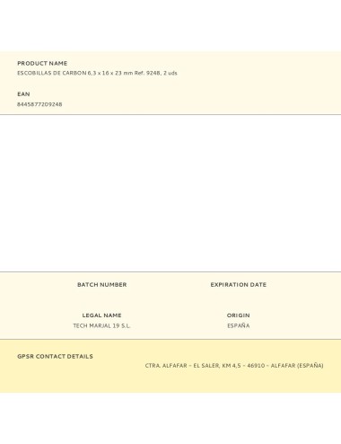 Escobillas de carbon 6,3 x 16 x 23 mm ref. 9248, 2 uds