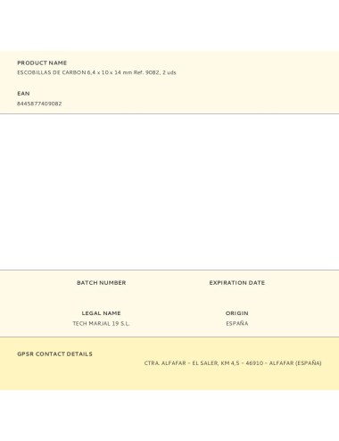Escobillas de carbon 6,4 x 10 x 14 mm ref. 9082, 2 uds