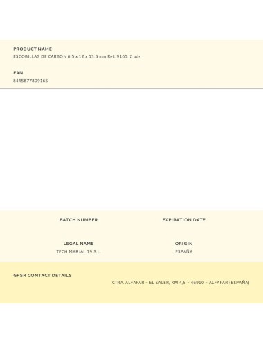 Escobillas de carbon 6,5 x 12 x 13,5 mm ref. 9165, 2 uds