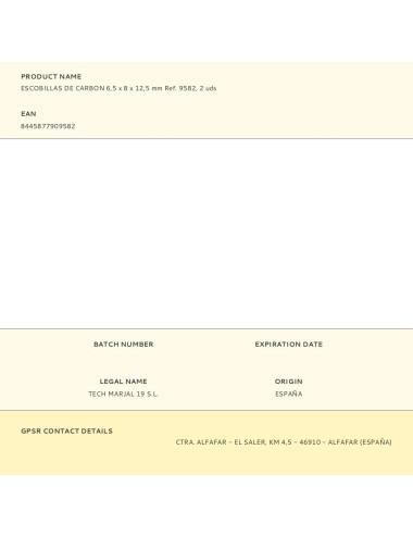 Escobillas de carbon 6,5 x 8 x 12,5 mm ref. 9582, 2 uds