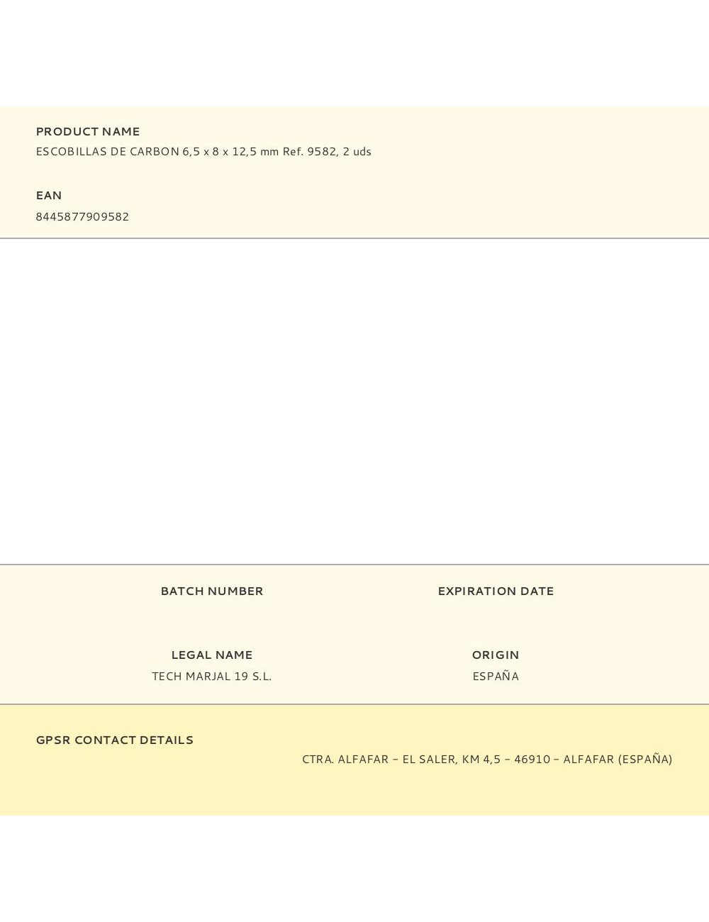 Escobillas de carbon 6,5 x 8 x 12,5 mm ref. 9582, 2 uds