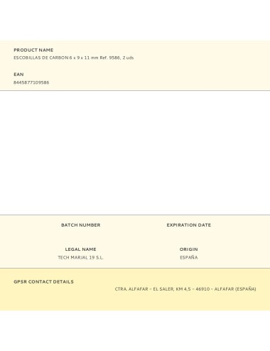Escobillas de carbon 6 x 9 x 11 mm ref. 9586, 2 uds