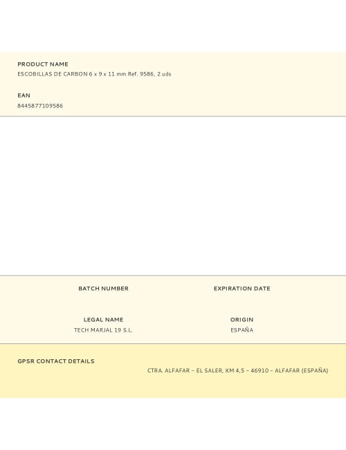 Escobillas de carbon 6 x 9 x 11 mm ref. 9586, 2 uds