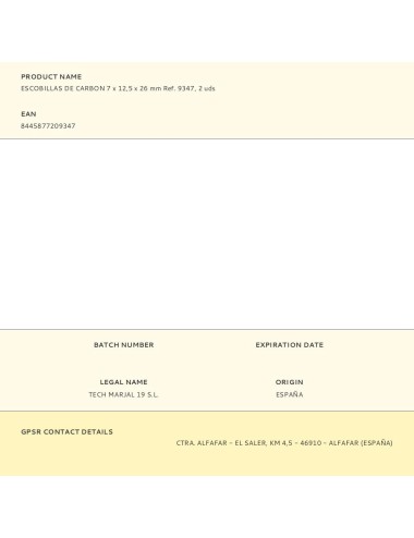 Escobillas de carbon 7 x 12,5 x 26 mm ref. 9347, 2 uds
