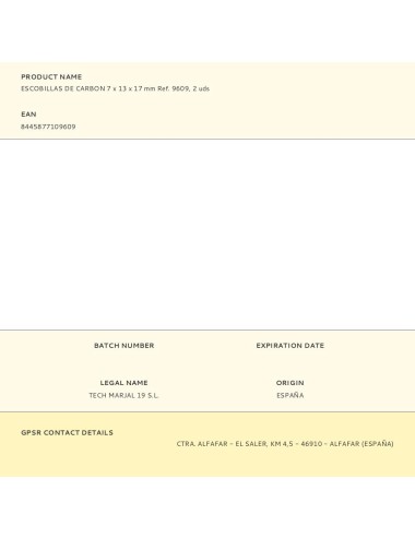 Escobillas de carbon 7 x 13 x 17 mm ref. 9609, 2 uds