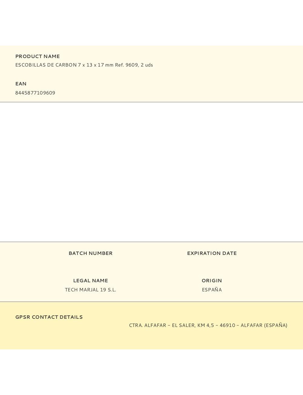 Escobillas de carbon 7 x 13 x 17 mm ref. 9609, 2 uds