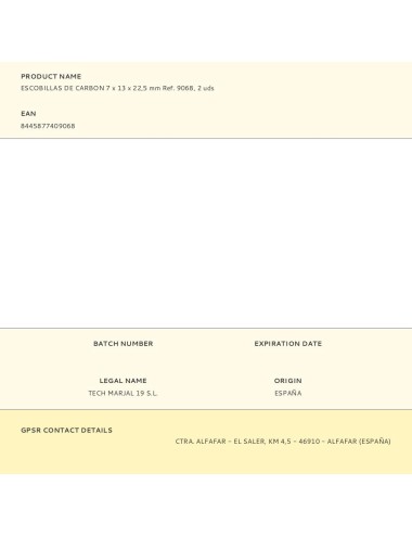Escobillas de carbon 7 x 13 x 22,5 mm ref. 9068, 2 uds