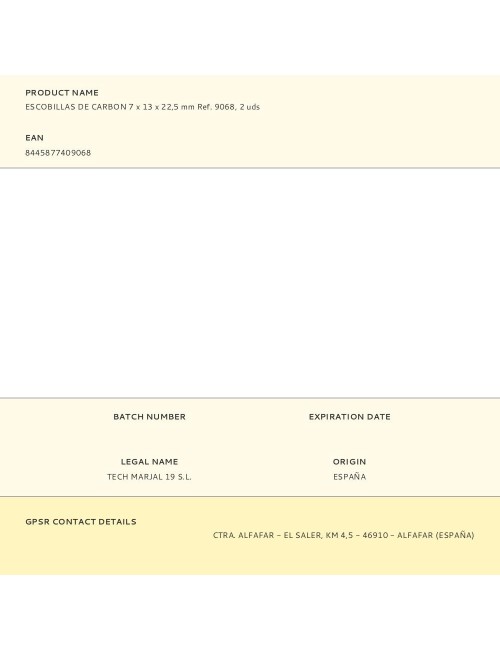 Escobillas de carbon 7 x 13 x 22,5 mm ref. 9068, 2 uds