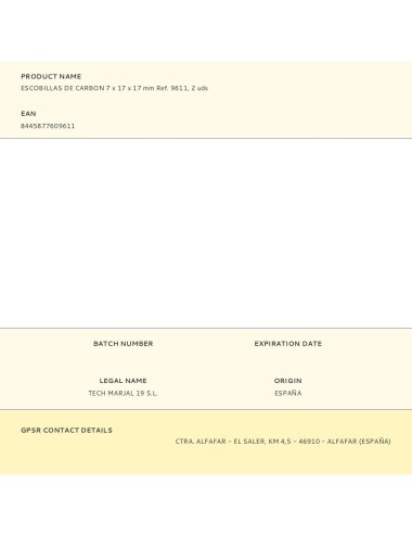 Escobillas de carbon 7 x 17 x 17 mm ref. 9611, 2 uds