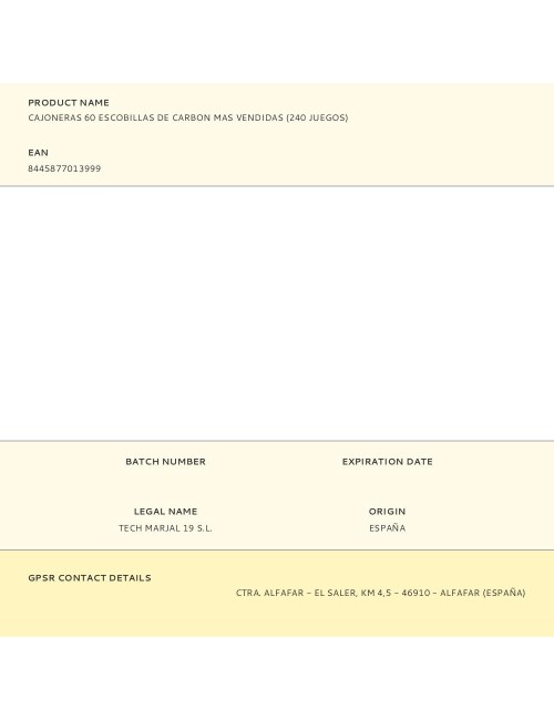 Cajoneras 60 escobillas de carbon mas vendidas (240 juegos)