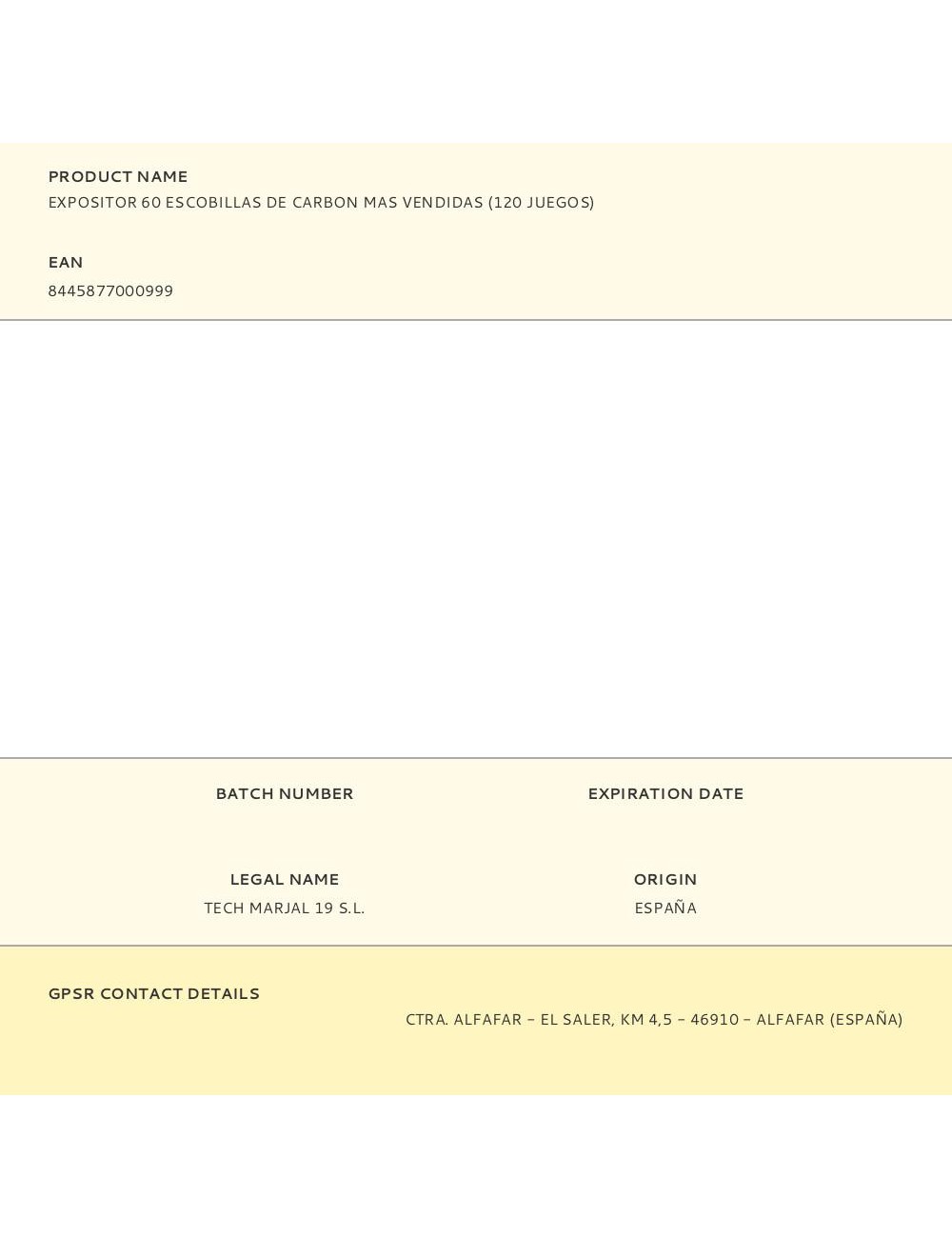 Expositor 60 escobillas de carbon mas vendidas (120 juegos)