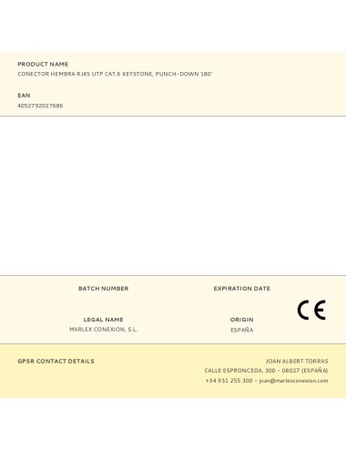 Conector hembra rj45 utp cat.6 keystone, punch-down 180°