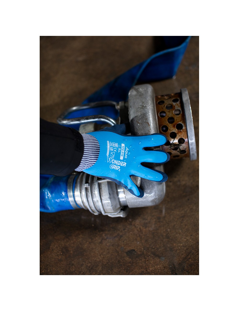 Guante nailon doble recubrimiento latex, 100% resistente al agua, t-09