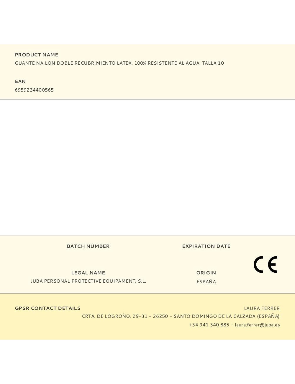 Guante nailon doble recubrimiento latex, 100% resistente al agua, t-10