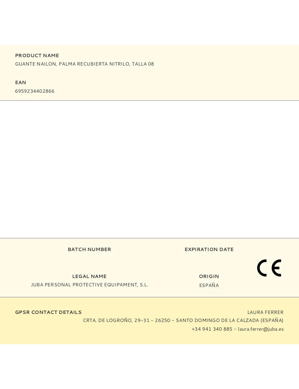 Guante nailon, palma recubierta nitrilo, t-08