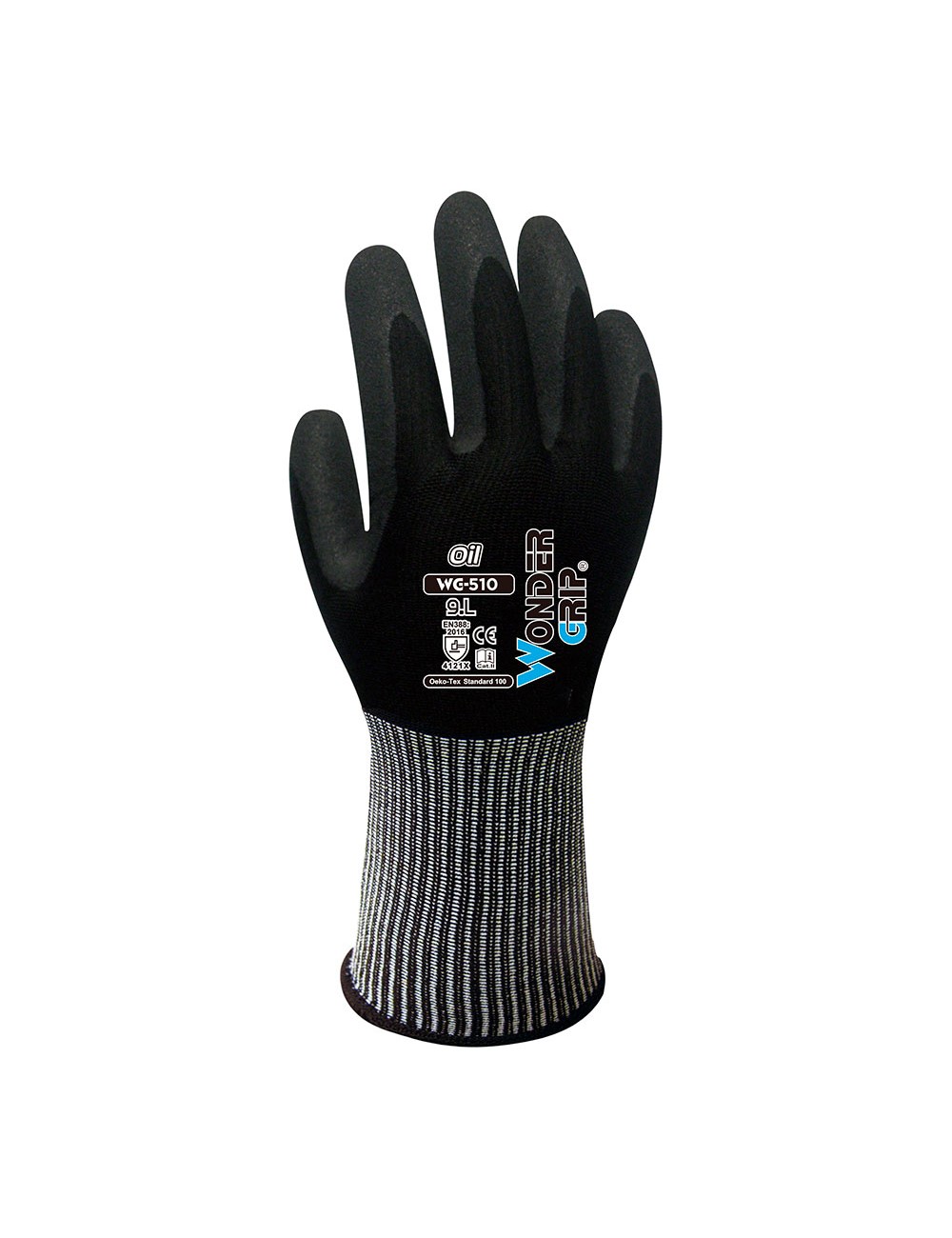 Guante nailon / spandex, palma doble recubrimiento nitrilo, t-09