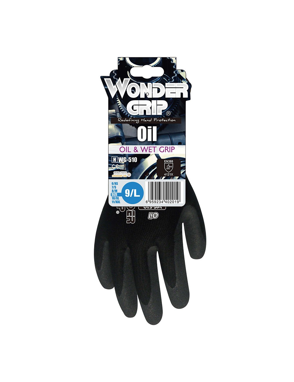 Guante nailon / spandex, palma doble recubrimiento nitrilo, t-11