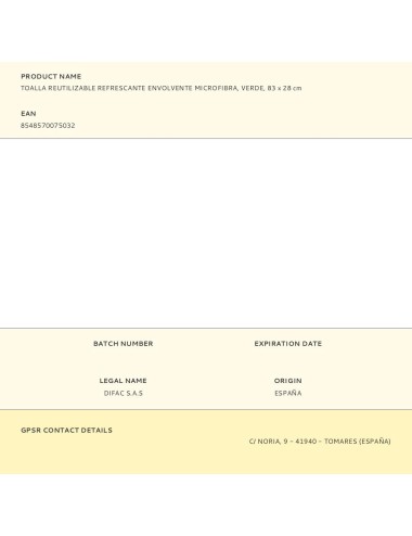 Toalla reutilizable refrescante envolvente microfibra, verde, 83 x 28 cm