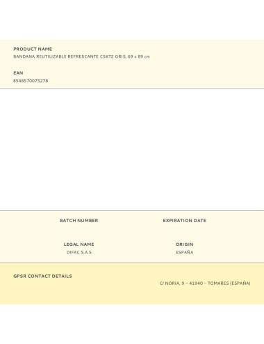 Bandana reutilizable refrescante cskt2 gris, 69 x 89 cm