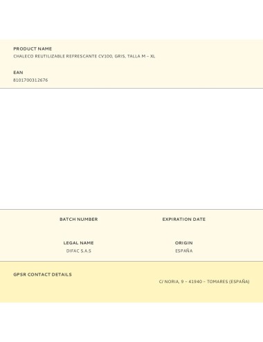 Chaleco reutilizable refrescante cv100, gris, talla m - xl