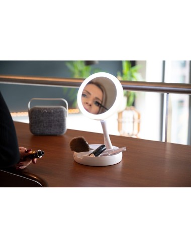 Espejo led con aumento plegable 16 x 16 x 29 cm