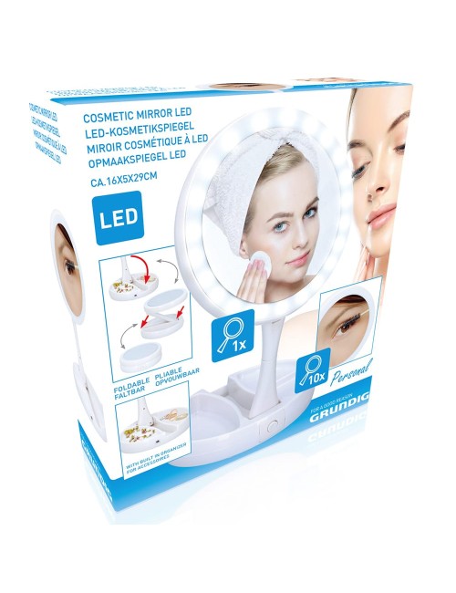 Espejo led con aumento plegable 16 x 16 x 29 cm