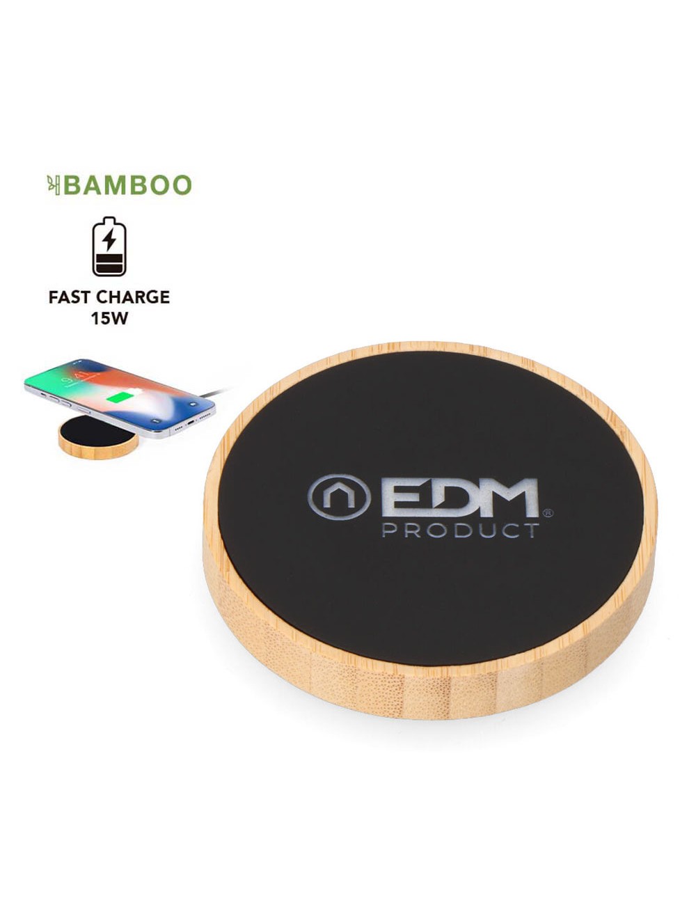 Cargador inalámbrico circular 15 w ø6,8 x 1,1 cm