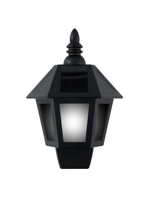 Aplique solar led, luz fria/efecto llama, ip44, negro