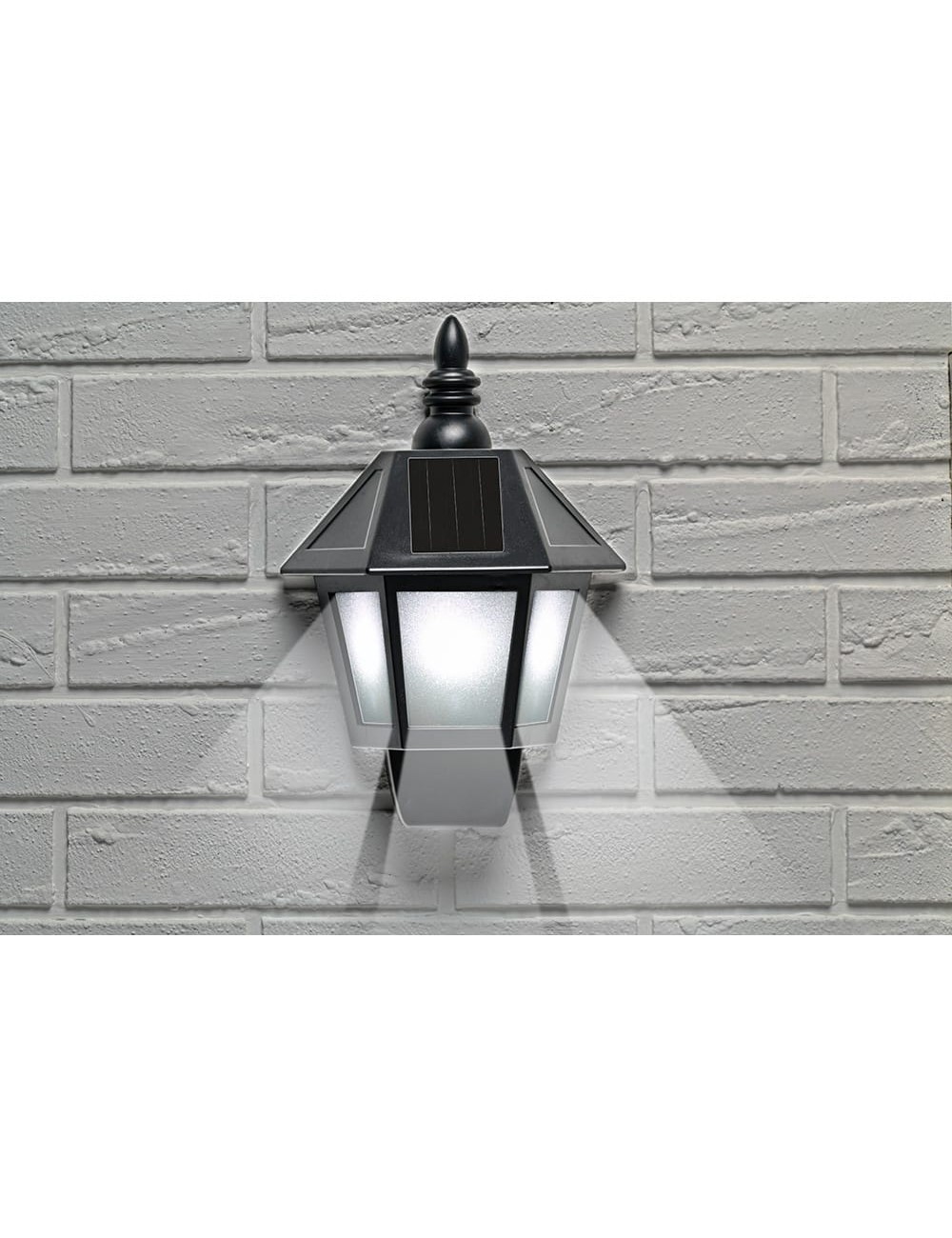 Aplique solar led, luz fria/efecto llama, ip44, negro