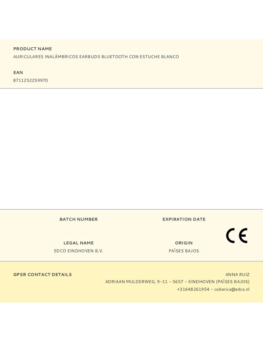 Auriculares inalámbricos earbuds bluetooth con estuche blanco