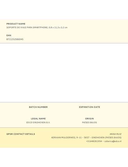 Soporte de viaje para smartphone, 0,8 x 11,3 x 3,2 cm