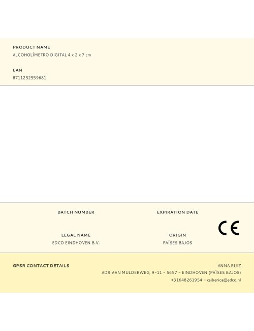 Alcoholímetro digital 4 x 2 x 7 cm