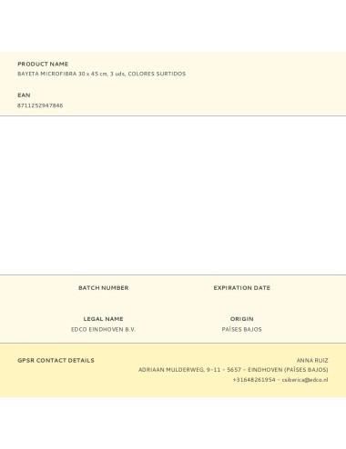 Bayeta microfibra 30 x 45 cm, 3 uds, colores surtidos