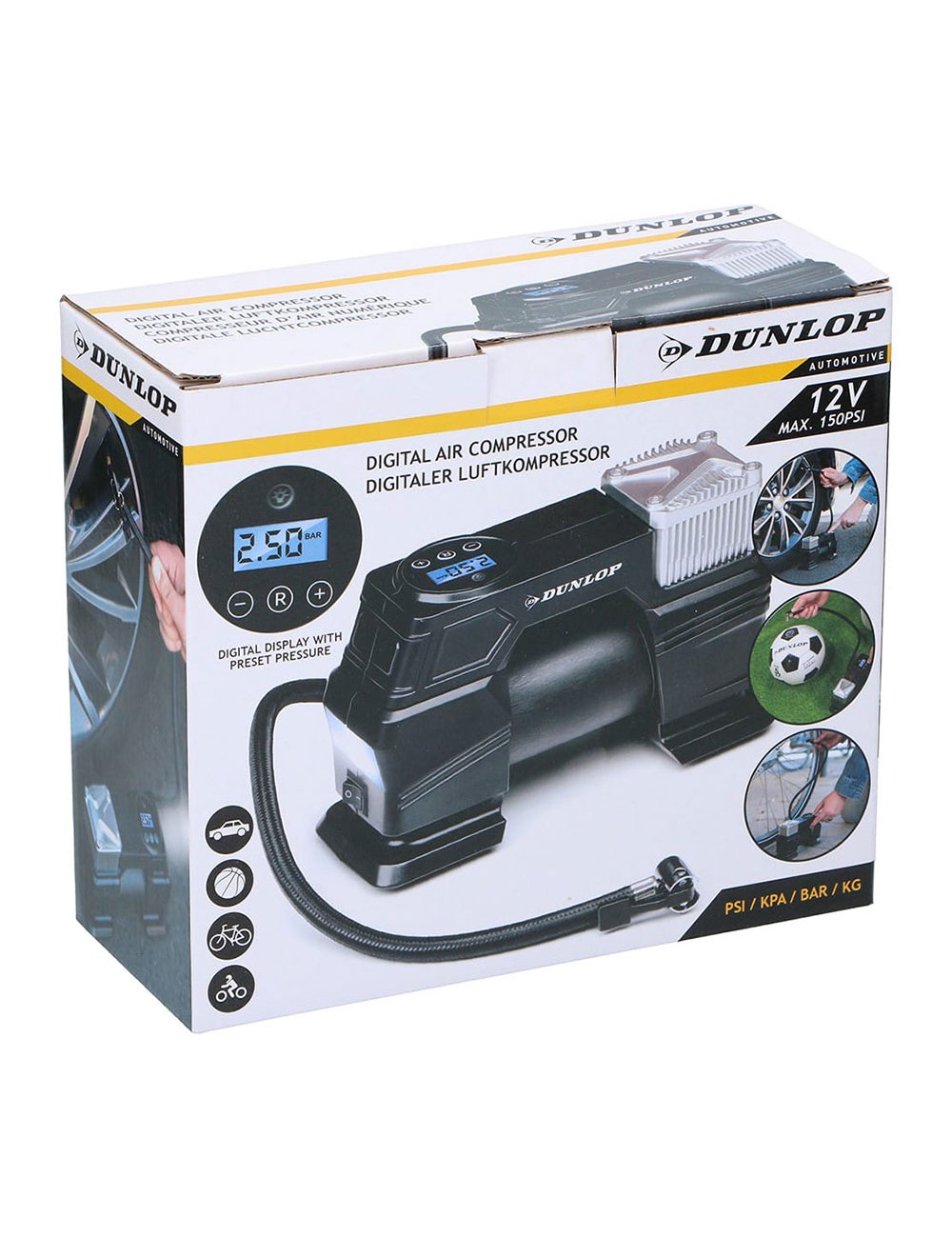 Compresor 12 v con pantalla digital, 20,5 x 8 x 13 cm