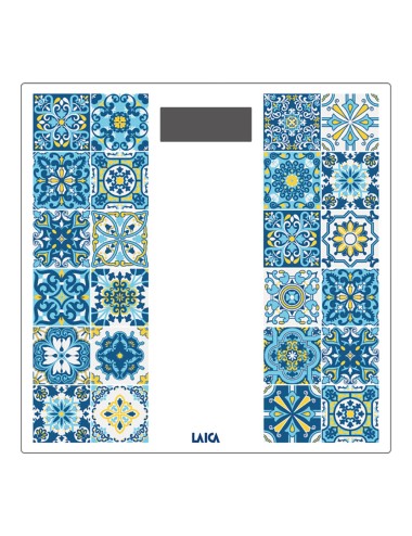 Báscula de baño electrónica con batería recargable cárga máxima 180 kg modelo estampado azul