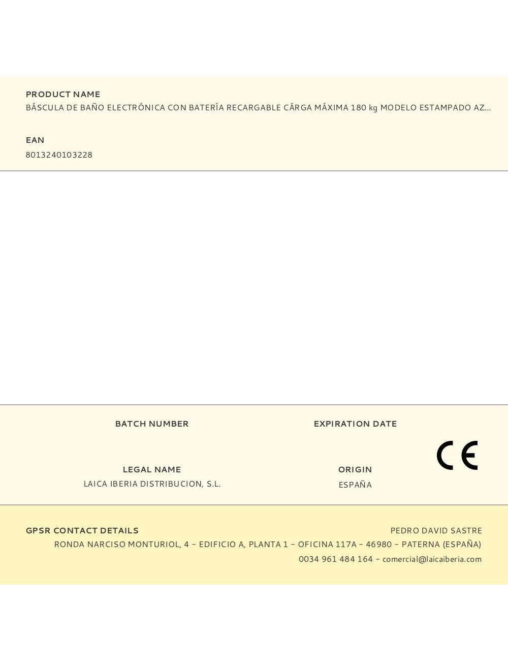 Báscula de baño electrónica con batería recargable cárga máxima 180 kg modelo estampado azul