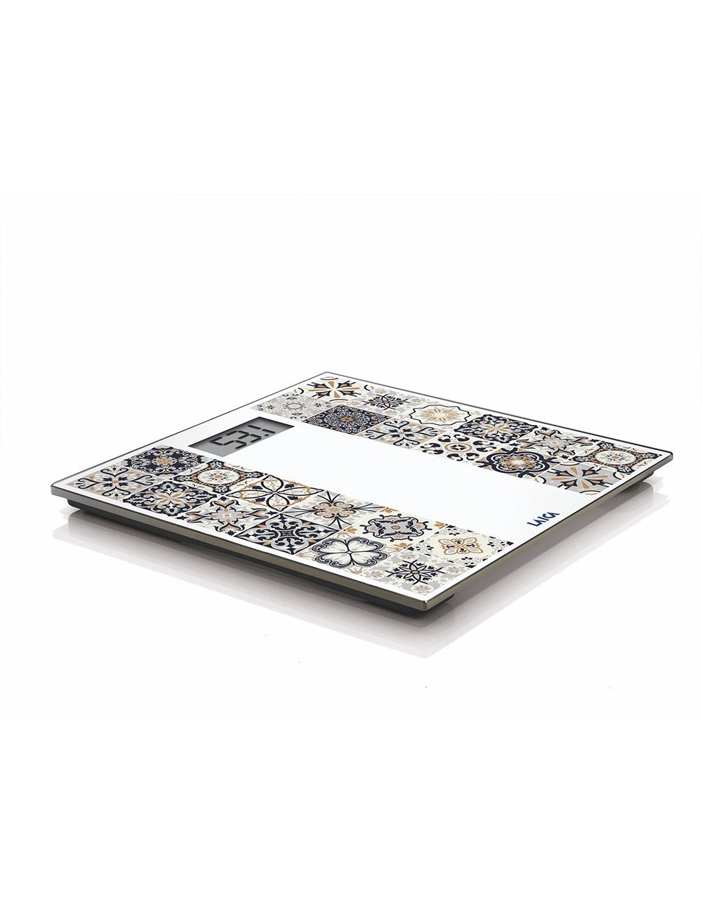 Báscula de baño electrónica con batería recargable cárga máxima 180 kg modelo estampado marrón