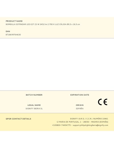Bombilla estándar led e27 23 w 3452 lm 2.700 k luz cálida ø9,5 x 16,5 cm