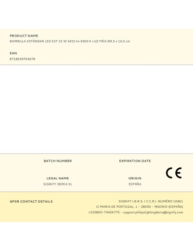 Bombilla estándar led e27 23 w 3452 lm 6500 k luz fría ø9,5 x 16,5 cm