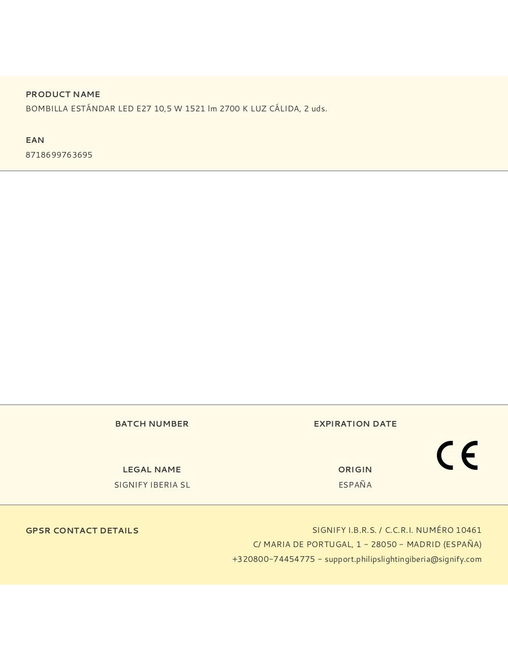 Bombilla estándar led e27 10,5 w 1521 lm 2700 k luz cálida, 2 uds.