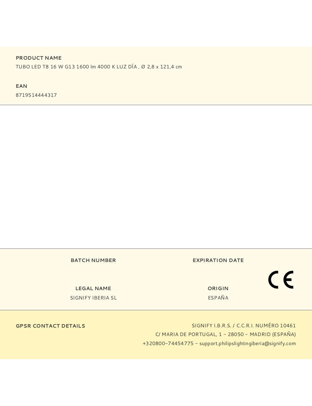 Tubo led t8 16 w g13 1600 lm 4000 k luz día , ø 2,8 x 121,4 cm