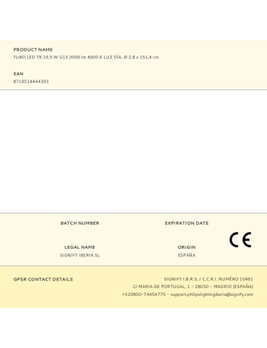 Tubo led t8 19,5 w g13 2000 lm 4000 k luz día, ø 2,8 x 151,4 cm